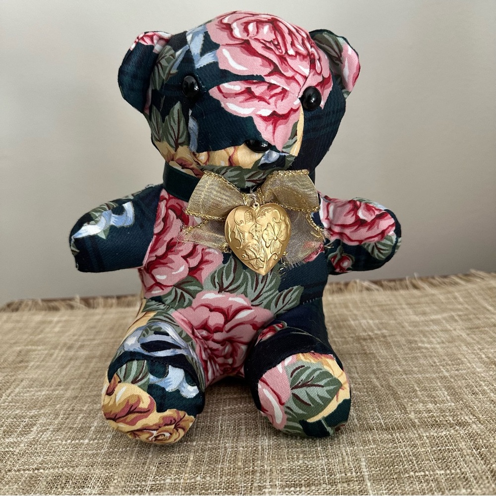 Vintage Cotton Chintz Stuffed Bear